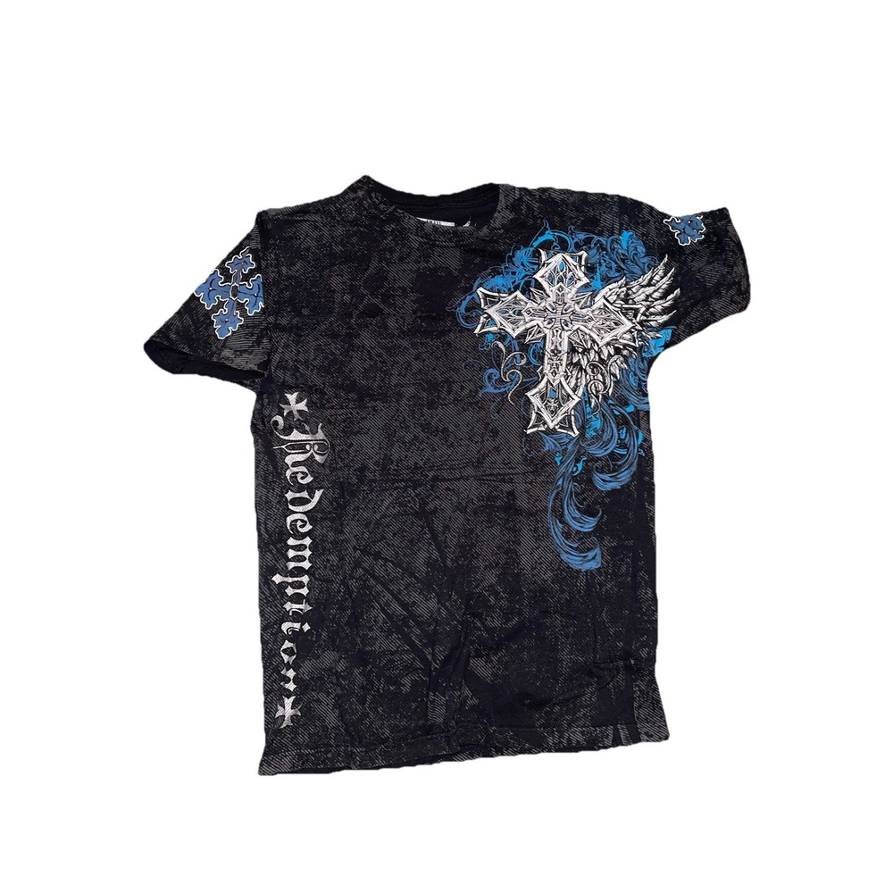 Y2K Graphic Shirt Cross AOP Size Small